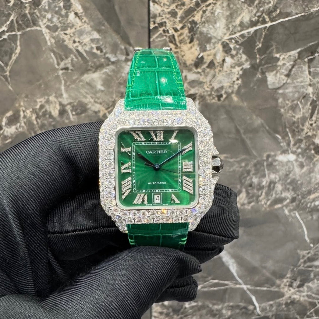CUSTOM CARTIER DIAMOND WATCH  (watch + FREE $750 15pt Tennis Chain)