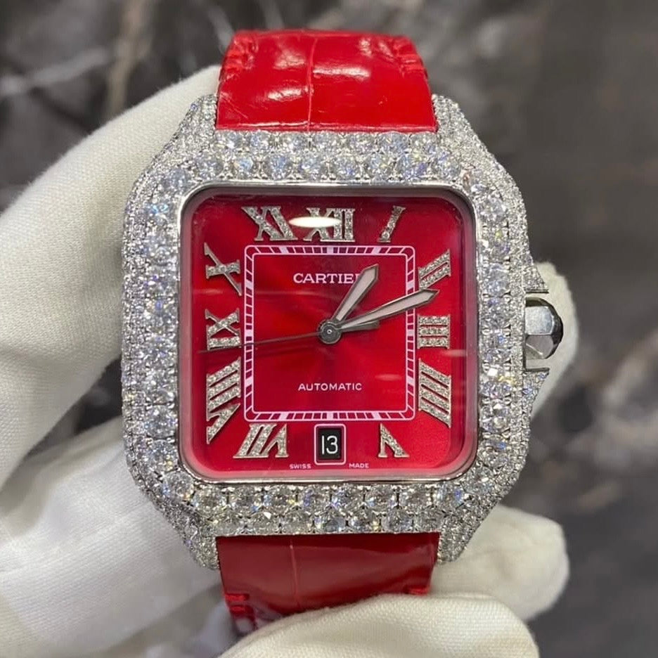 CUSTOM CARTIER DIAMOND WATCH  (watch + FREE $750 15pt Tennis Chain)