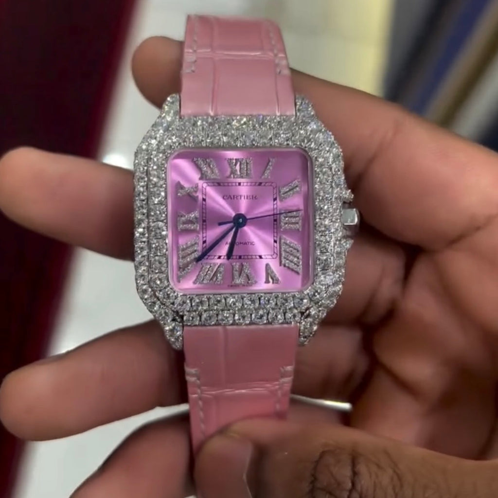 CUSTOM CARTIER DIAMOND WATCH