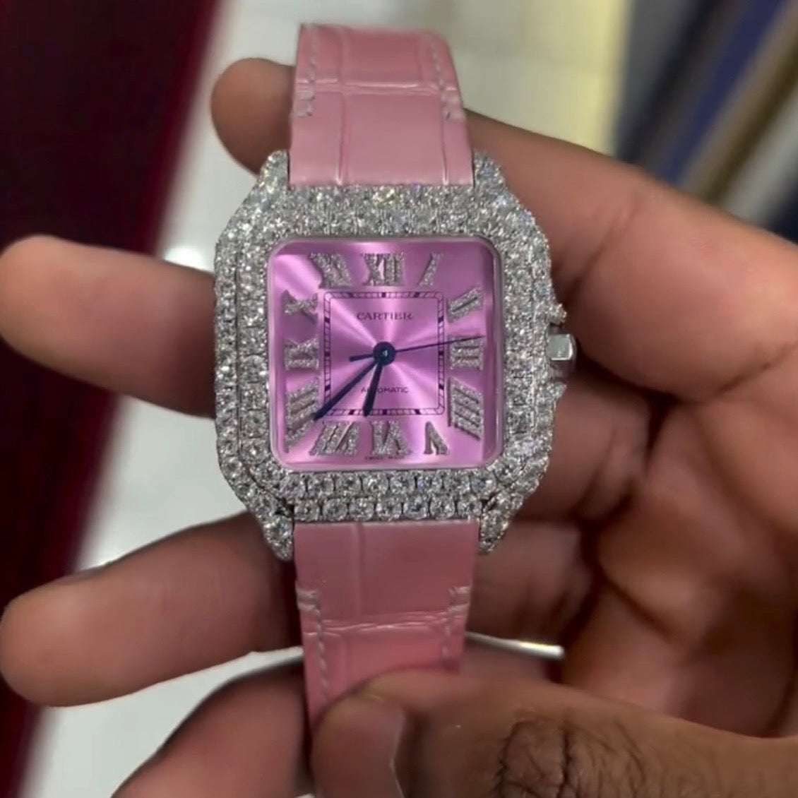 CUSTOM CARTIER DIAMOND WATCH