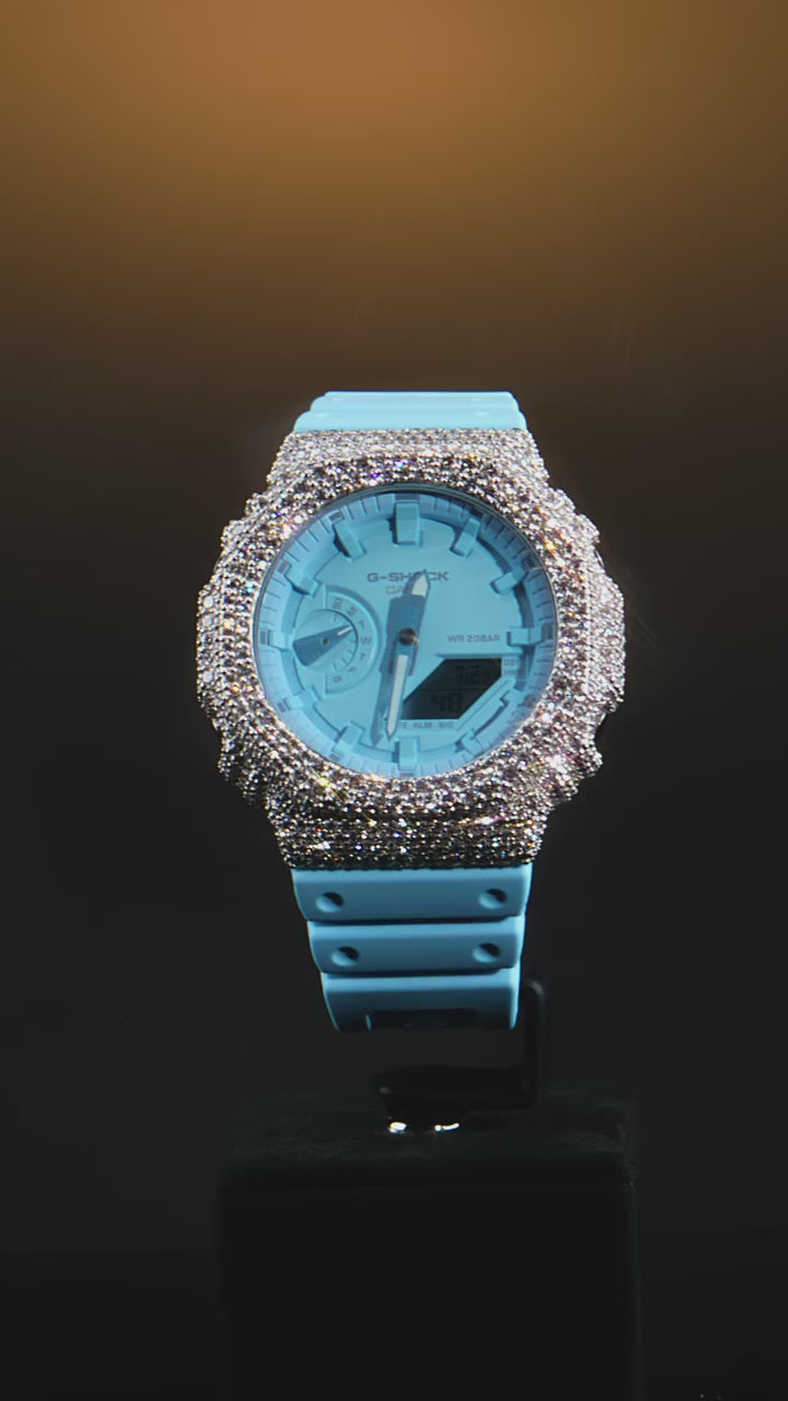 G-Shock GA2100 ALLBLUE (watch + FREE $750 15pt Tennis Chain)