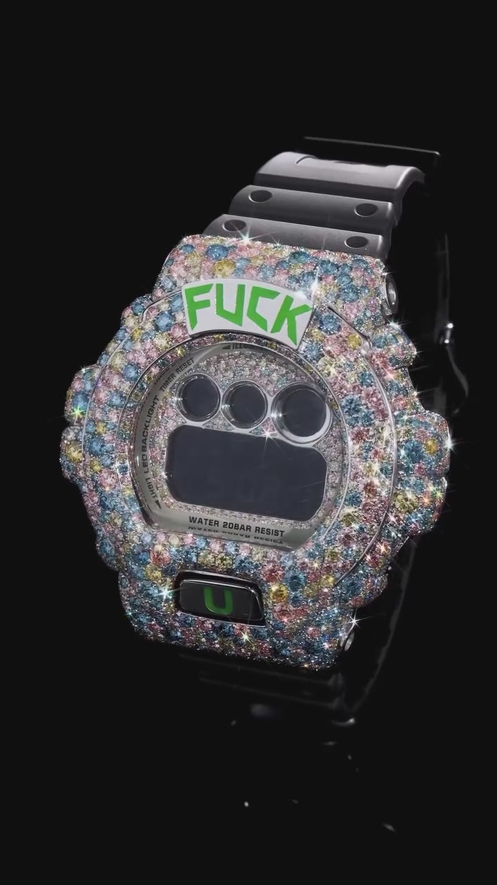 Bespoke Custom Identity Watch (G-Shock DW6900 Edition) RB  (watch + FREE $750 15pt Tennis Chain)