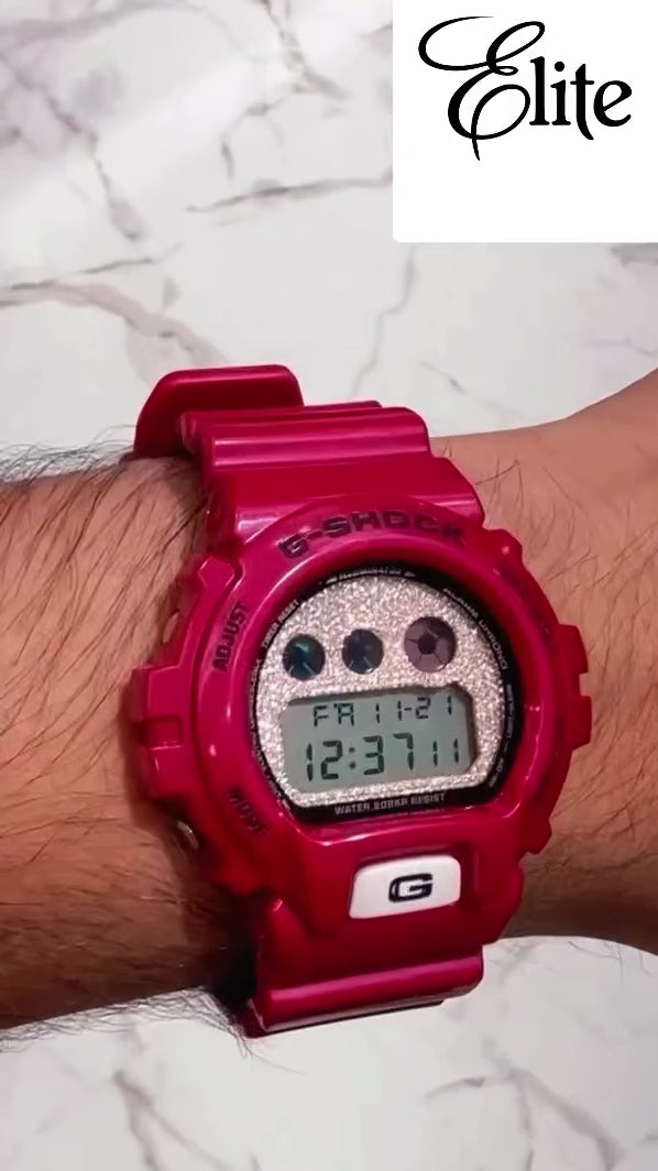 DW6900 RED Icedout Dial